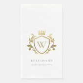Serviette En Papier Classic Elegant Monogramme Or Floral Couronne Cres (Devant)