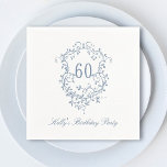 Serviette En Papier Classic French Victorian Blue 60th Birthday Party<br><div class="desc">Cimetière à fleurs bleu victorien classique pour n'importe quel âge. Pour une personnalisation plus avancée de cette conception,  cliquez sur le BOUTON DESIGN TOOL ci-dessus !</div>