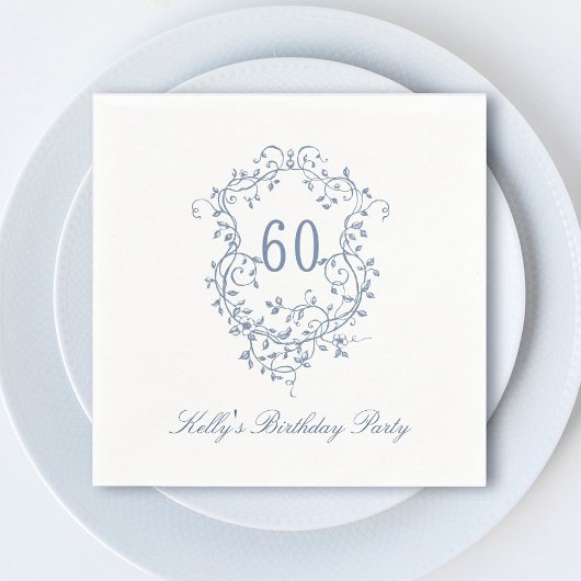 Serviette En Papier Classic French Victorian Blue 60th Birthday Party