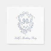 Serviette En Papier Classic French Victorian Blue 90th Birthday Party (Devant)