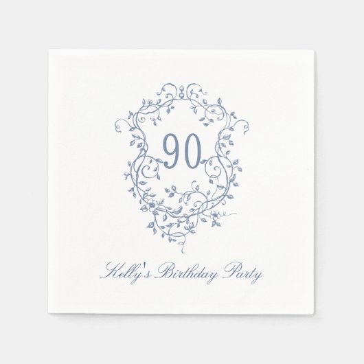 Serviette En Papier Classic French Victorian Blue 90th Birthday Party (Devant)