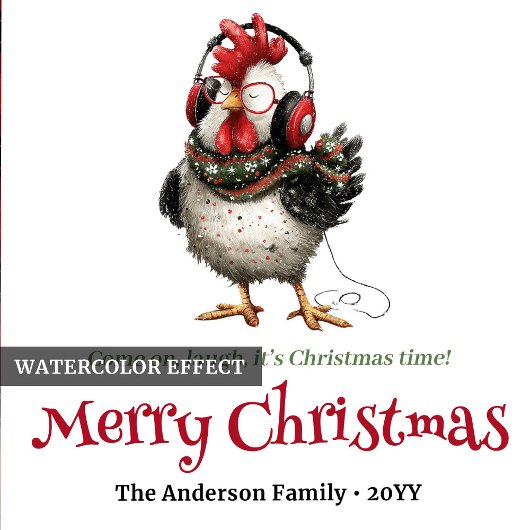 Serviette En Papier Classic Funny Chickens Personalized Red Green Xmas