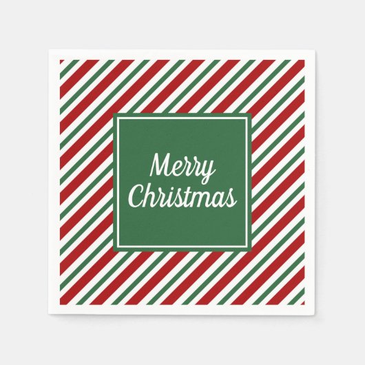 Serviette En Papier Classic Green Stripes Motif Noël (Devant)