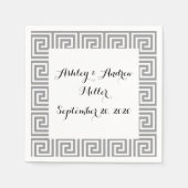 Serviette En Papier Classic Grey and White Greek Key Pattern (Devant)