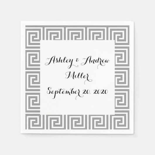 Serviette En Papier Classic Grey and White Greek Key Pattern (Devant)