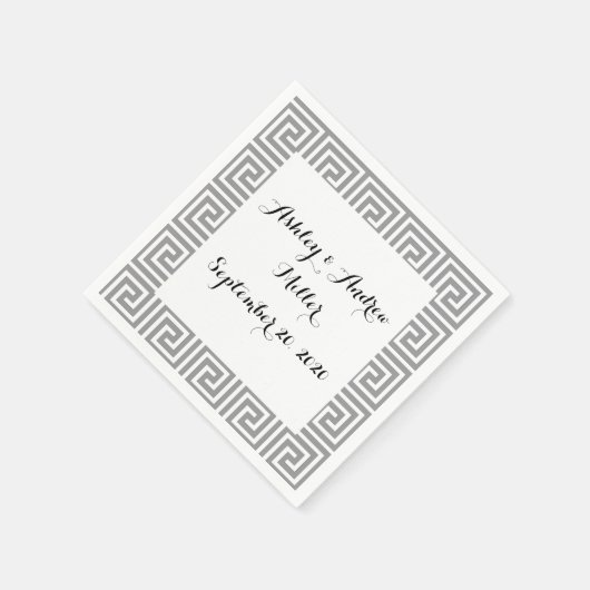 Serviette En Papier Classic Grey and White Greek Key Pattern (Coin)