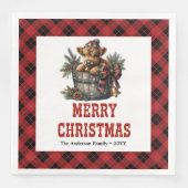 Serviette En Papier Classic highland cow red black tartan napkins (Devant)