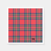 Serviette En Papier Classic Holiday Red Tartan Plaid Initiales Festive (Devant)