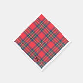 Serviette En Papier Classic Holiday Red Tartan Plaid Initiales Festive (Coin)