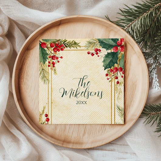 Serviette En Papier Classic Holly Berry fête de Noël