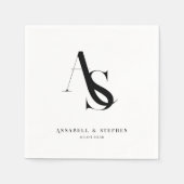 Serviette En Papier Classic, Minimal, Monogramme, Mariage (Devant)