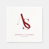 Serviette En Papier Classic, Minimal, Monogramme, Mariage (Devant)