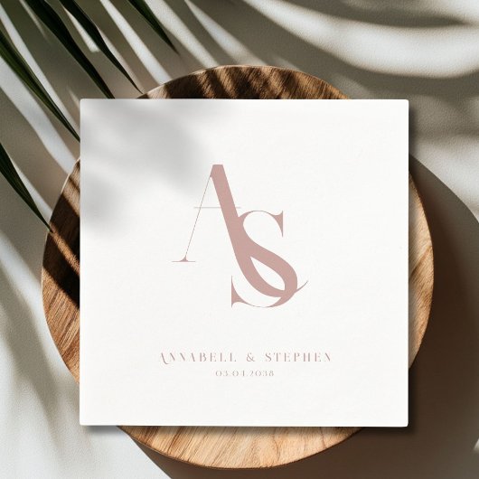 Serviette En Papier Classic, Minimal, Monogramme, Mariage