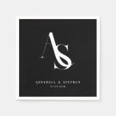 Serviette En Papier Classic, Minimal, Monogramme, Mariage (Devant)