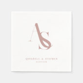 Serviette En Papier Classic, Minimal, Monogramme, Mariage (Devant)