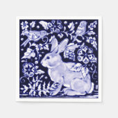 Serviette En Papier Classic Navy Blue Bunny Rabbit Birds Dedham Delft (Devant)