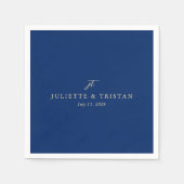 Serviette En Papier Classic Navy Blue Monogram Elegant Wedding (Devant)