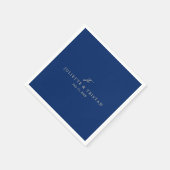 Serviette En Papier Classic Navy Blue Monogram Elegant Wedding (Coin)