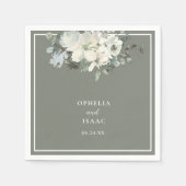 Serviette En Papier Classic Olive Green Floral Wedding (Devant)