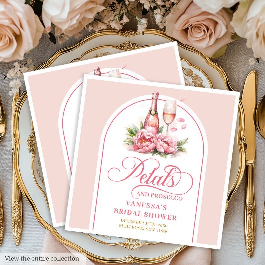 Serviette En Papier Classic Petals and Prosecco Gold Accent Napkins