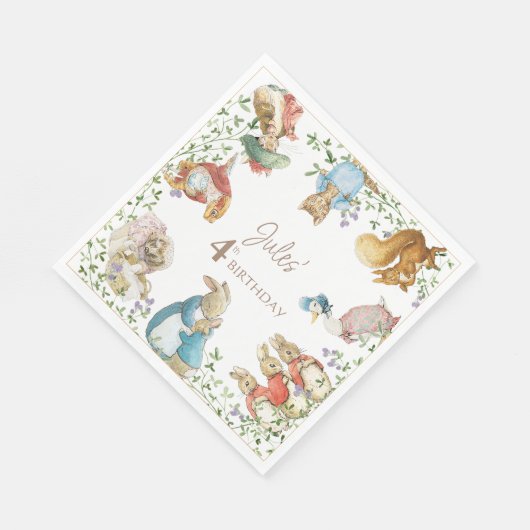 Serviette En Papier Classic Pierre le lapin Anniversaire (Coin)