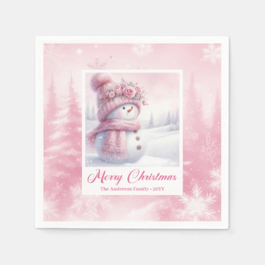 Serviette En Papier Classic Pinkmas Cozy Winter Forest Kids Gift Xmas (Devant)