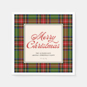Serviette En Papier Classic Plaid Retro Script Joyeux Noël Party (Devant)