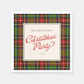 Serviette En Papier Classic Plaid Retro Script Joyeux Noël Party (Devant)