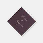 Serviette En Papier Classic Plum Script Elegant Wedding Custom Name (Coin)