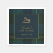Serviette En Papier Classic Polo Dark Green Plaid Baby Shower (Devant)