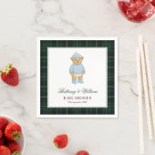 Serviette En Papier Classic Preppy Bear Designer Plaid Baby Shower (En situation)