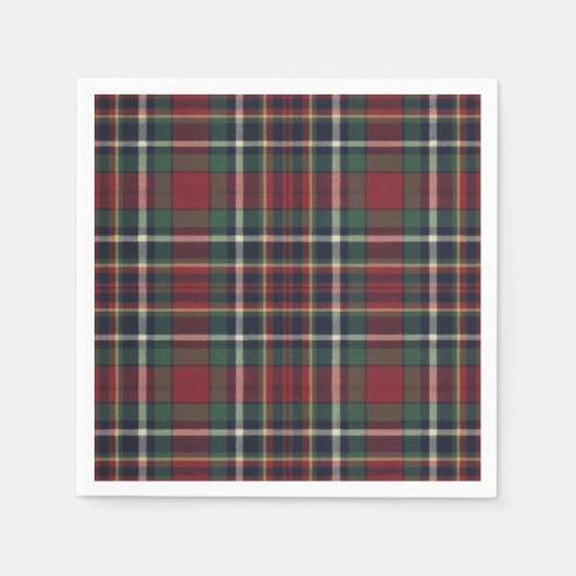 Serviette En Papier Classic Red Dark Blue Green Plaid Pattern (Devant)