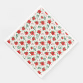 Serviette En Papier Classic Red Poinsettias Botanical Pattern (Coin)