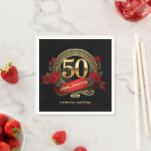 Serviette En Papier Classic Red Roses & Gold 50e anniversaire de Maria (En situation)