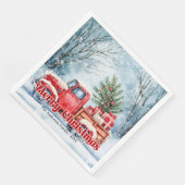 Serviette En Papier Classic red truck Christmas scene rustic napkins  (Coin)