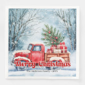 Serviette En Papier Classic red truck Christmas scene rustic napkins  (Devant)