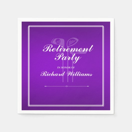 Serviette En Papier Classic Retraite Golf Thème Purple Blanc (Devant)