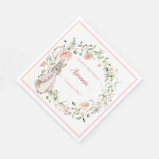 Serviette En Papier Classic rose Pierre le lapin Floral Anniversaire (Coin)