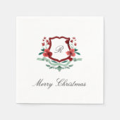 Serviette En Papier Classic rouge et vert Monogram Crest (Devant)