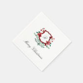 Serviette En Papier Classic rouge et vert Monogram Crest (Coin)
