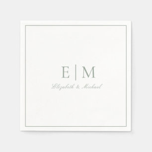 Serviette En Papier Classic Sage Green Élégant Script Monogramme Maria