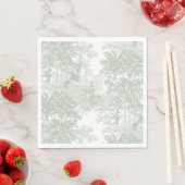 Serviette En Papier Classic Sage Green Landscape Toile Wedding (En situation)