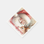 Serviette En Papier Classic Santa and Rudolph Christmas Party Dinner  (Coin)