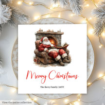 Classic Santa Claus Modern Cozy Christmas Napkins