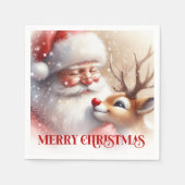 Serviette En Papier Classic Santa Claus Rudolph Holiday Party Dinner  (Devant)