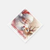 Serviette En Papier Classic Santa Claus Rudolph Holiday Party Dinner  (Coin)