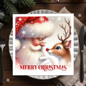 Serviette En Papier Classic Santa Rudolph Festive Dinner Set