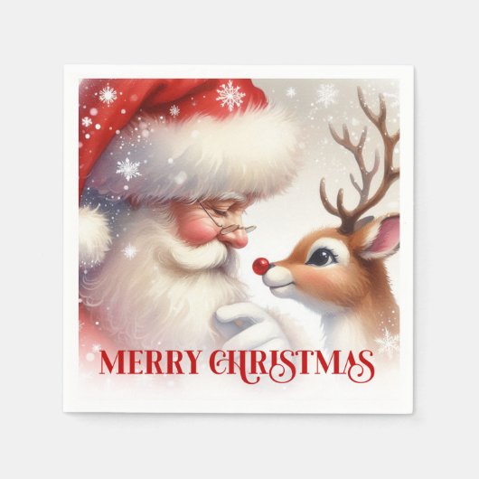 Serviette En Papier Classic Santa Rudolph Festive Dinner Set (Devant)