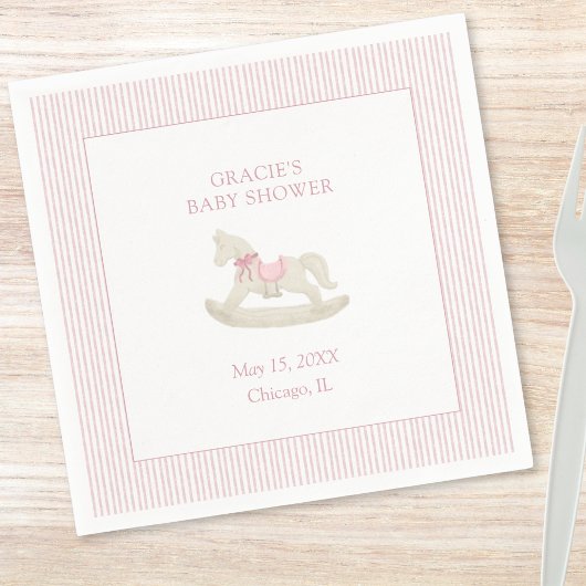 Serviette En Papier Classic Simple Rose Rocking Cheval Baby shower fil