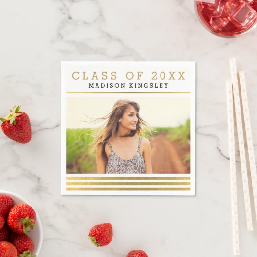 Serviette En Papier Classic Stripes Graduation Party Napkin (En situation)